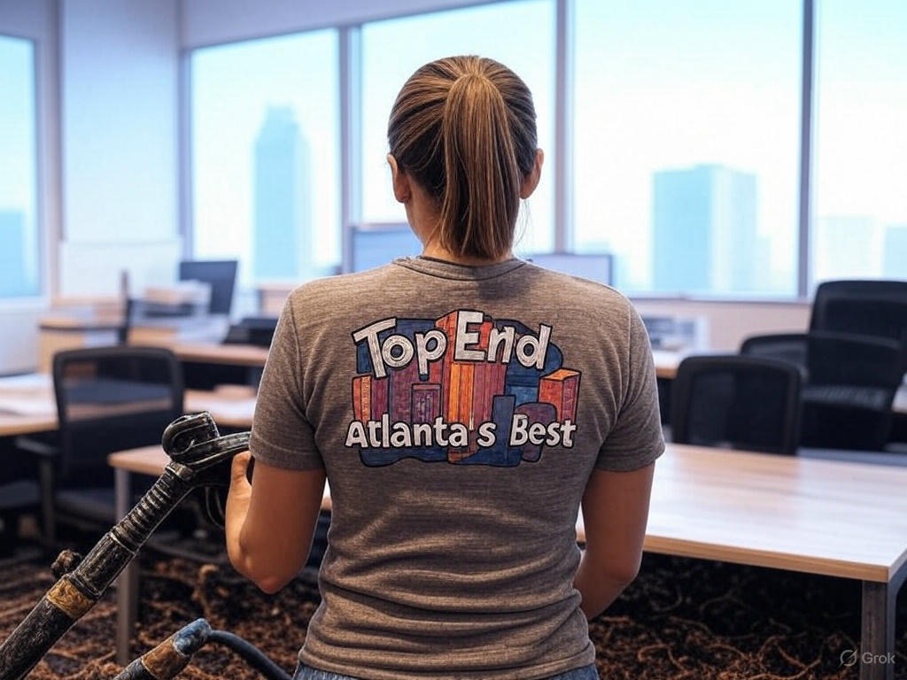 Our TopEndClean team cleaning an office in Sandy Springs, GA